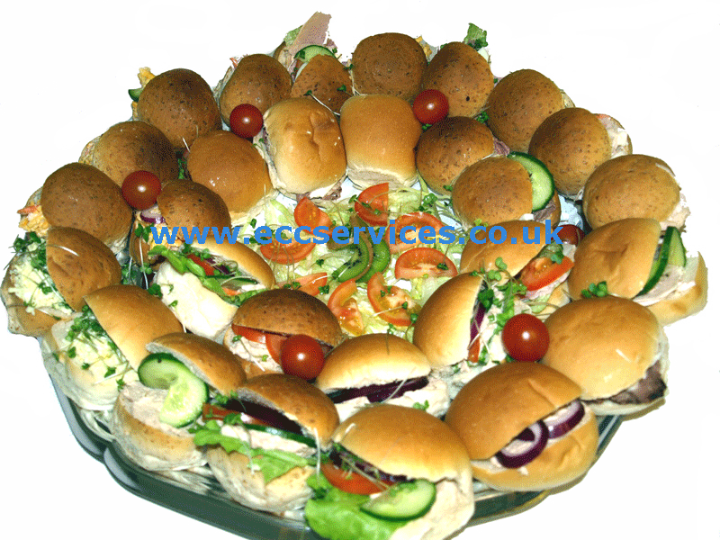 large photo of our minibun platter for buffet catering events