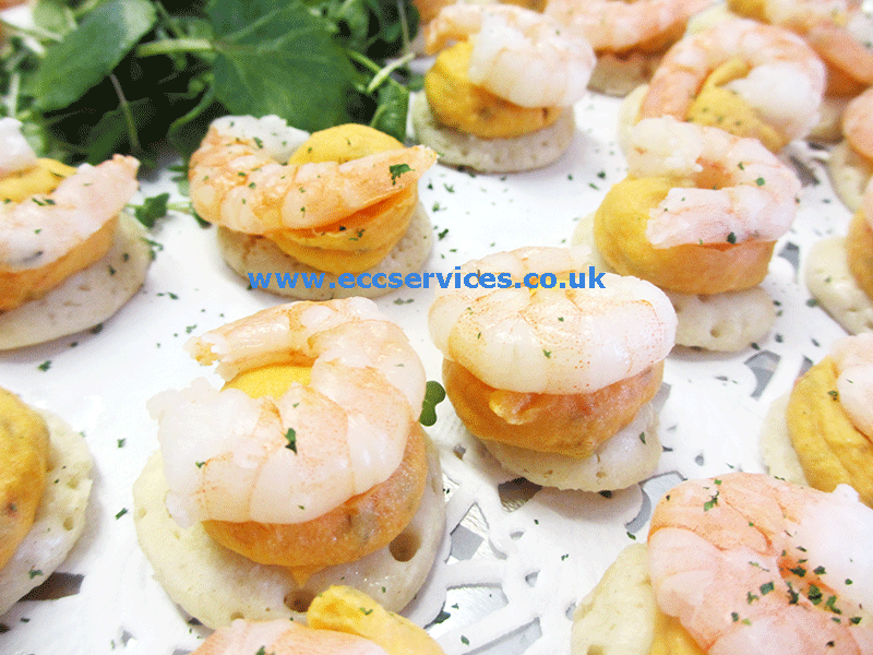 large photo of our prawn blini canapes